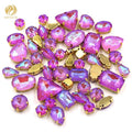 Wholesale Mixed Shape Sew-on 3D AB Mocha Color Glass Rhinestones Violet Loose Rhinestones for Dresses