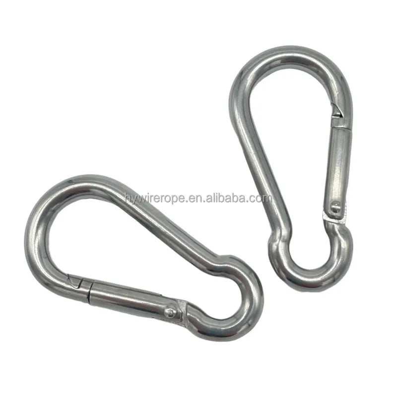 Ss304 Ss316 China Manufacturer M5 Model Plain Finish Heavy Industry Use Carabiner Din5299C Stainless Steel Spring Snap Hook