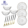 12pcs Glass Plate Bowl and Flatware Set Glass + Cutlery Set