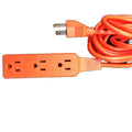 Orange 25 Ft Outdoor Extension Cord American Type 3-Pin 3-Outlet Waterproof 18AWG AC Power Strip Lighting Accessories