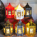 Middle East Festival Hexagonal Led Plastic Lantern EID Lantern RAMADAN Candle Lantern Small Ooil Lamp Candle Holder Oornaments