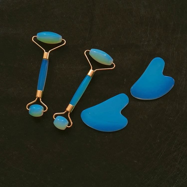 HZ 3 Piece Set Natural Opaliteface Roller Opalitejade Roller Gua Sha Set