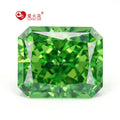 Wholesale Synthetic Zircon Stone Grass Green Color Octangle 4k Crushed Ice Radiant Cut Loose 5A+ Cubic Zirconia Stones