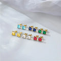 AA016356 Fashion Jewelry Simple Zircon Earrings 14k Gold Plated Stainless Steel Stud Earrings for Women Gift