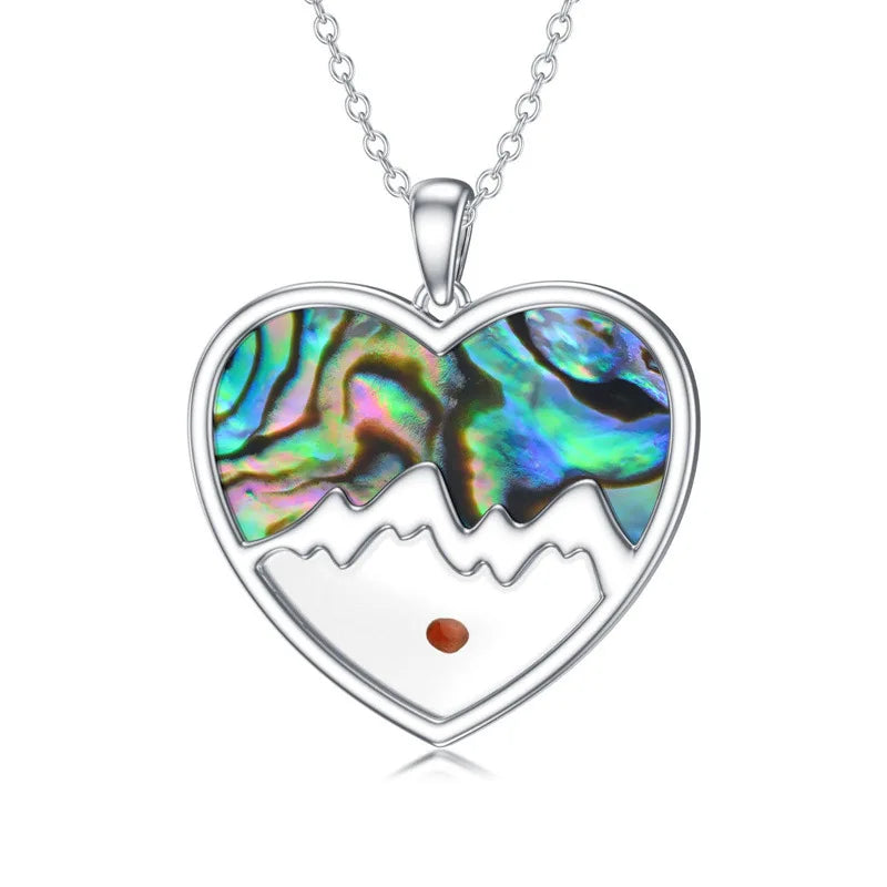 Wholesale Stainless Steel Shell Mustard Seed Patchwork Heart Pendant Necklace for Women Trendy Belief Jewelry