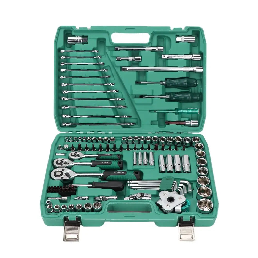 121pcs Aluminium Hand Tool Kit Set Car Repair Spanner Socket Wrench Mechanic Tool Box OEM Bike Automobile Repairing Tool Set