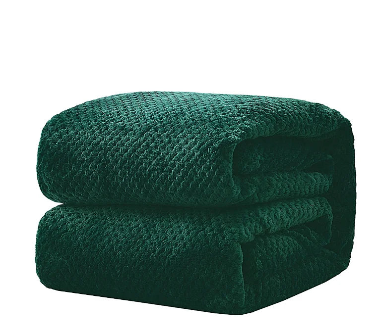 Thick Hotel Solid Color Mesh Pineapple Lattice Flannel Blanket Easy Care Custom Gift Blanket