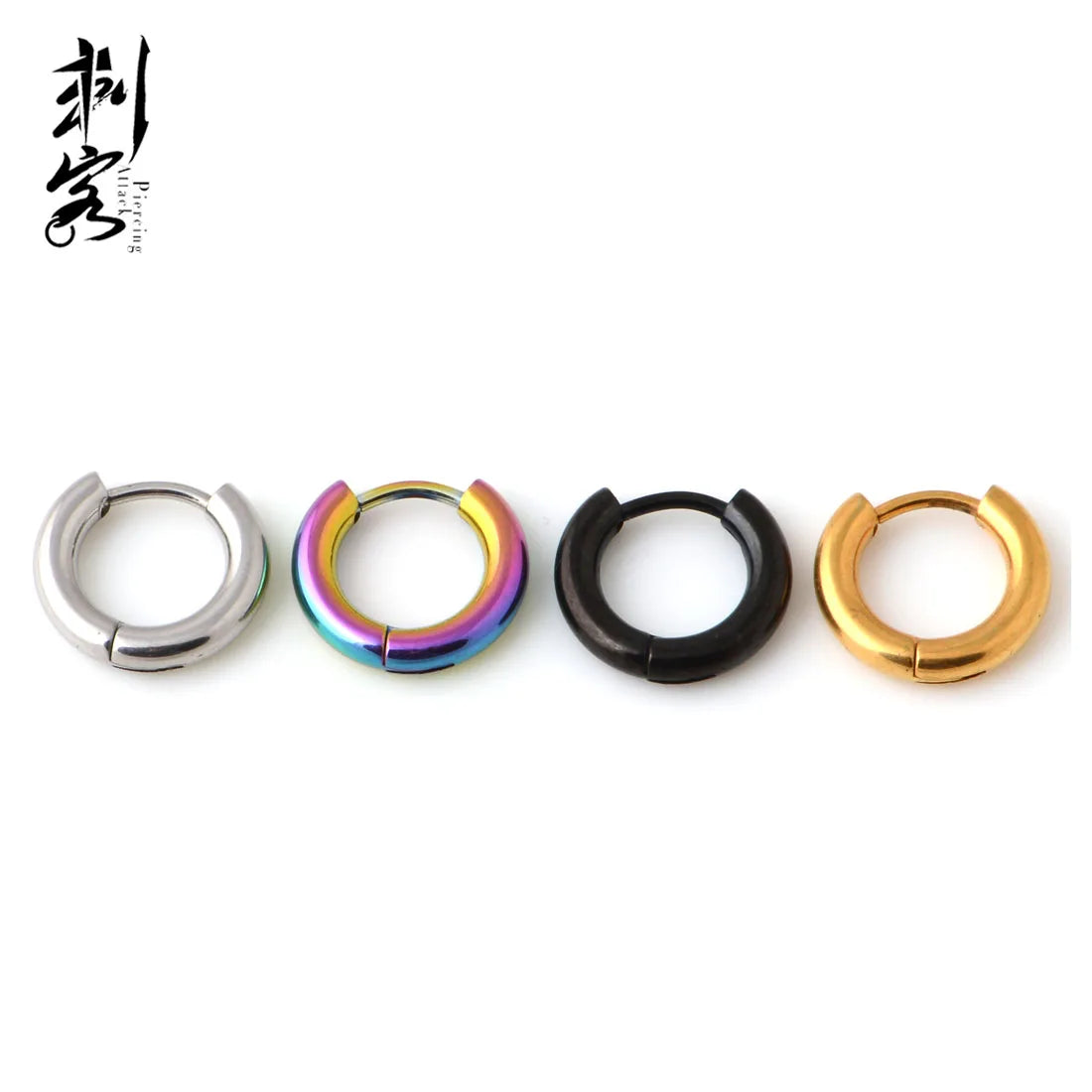 Pair of 316L Stainless Steel 2mm Thick Hinged Plain Round Hoop Earrings