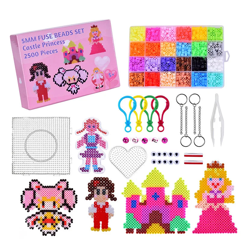 Wholesale Non-toxic DIY 5mm Iron Fuse Colorful Hot Melt Beads Set Plastic Educational Stitching Puzzle Toys Fuse Beads for Kids