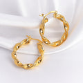 Fashion Trendy Boho Stainless Steel Gold Plate Vintage Chunky Twisted Hoop Earrings Jewelry for Women