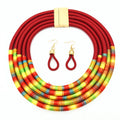 New Designs Women Colorful Rope Magnetism Button Statement Necklace Earrings Set