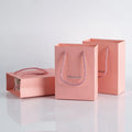 12x5.7x1.6cm Luxury Thick Paper Pink Recyclable Sturdy Kraft Bags for Boutique Business Craft Gift Birthday Present Bag