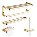 Durable Brass Eco-Friendly Four-Piece Polished Gold Bath Towel Bar and Rack Set MegaBDM