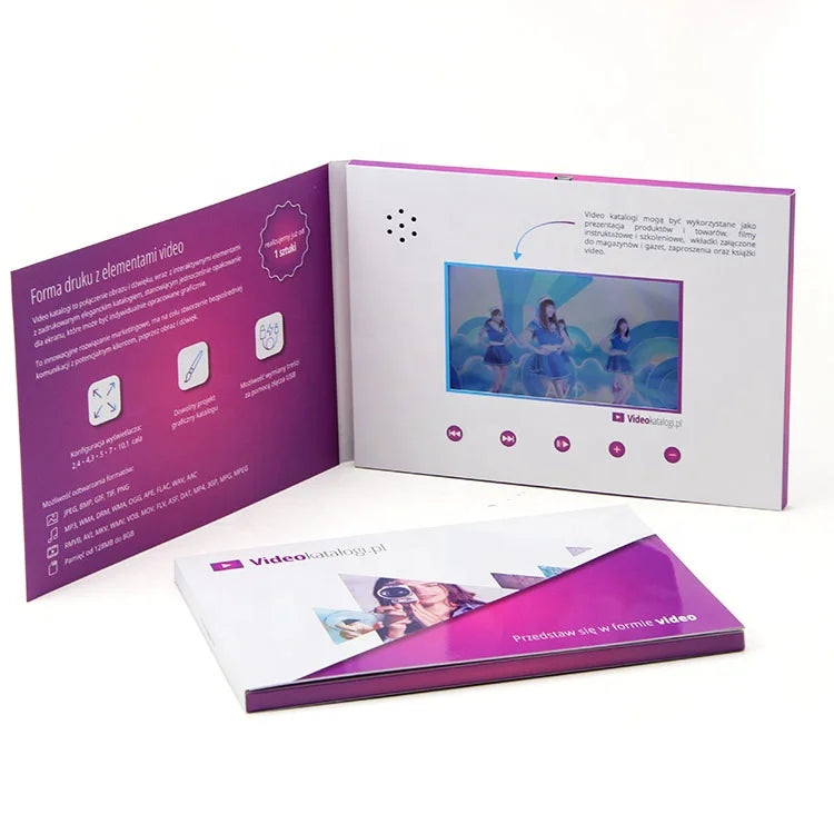 Best Selling OEM Paper Music Greeting Card Module with LCD Video Player for Business Mailer and Advertising Gifts