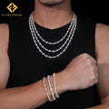 Hot Sale Cross Tennis Chain 925 Sterling Silver 18K Gold Plated 3mm Moissanite Diamond Tennis Chain & Bracelet Fine Jewelry