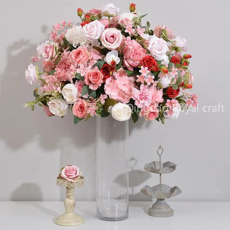 Table Centerpieces Wedding Flower Ball Arrangement Handmade Wedding Centerpiece Artificial Red White Rose Flower Balls