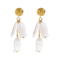 Fashion Long Handmade Shell Fish Earrings PVD 18K Gold Plated Twisted Earrings Stainless Steel Earrings for Women