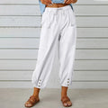 2026 Spring Women Pants S-5XL Loose High Waist Button Cotton Hemp Pants Casual Wide Leg Women Pants