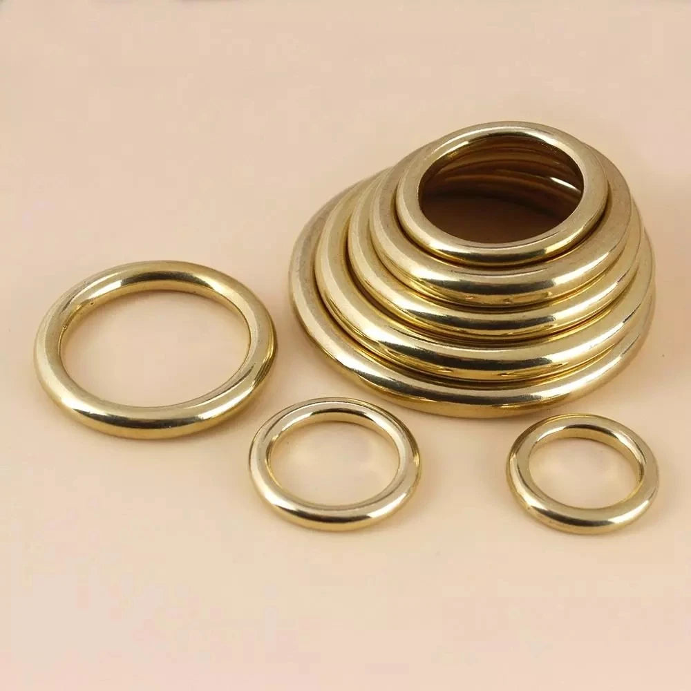 Solid Brass Cast O-Ring Seamless Round Buckle for Webbing Leather Craft Bag Strap Belt Pet Collar High Quality