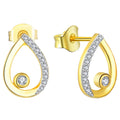 Wholesale Women Classic Water Drop Yellow Gold Plated Zircon Stud Earrings 925 Sterling Silver Unique Bling Gold Earrings 18K