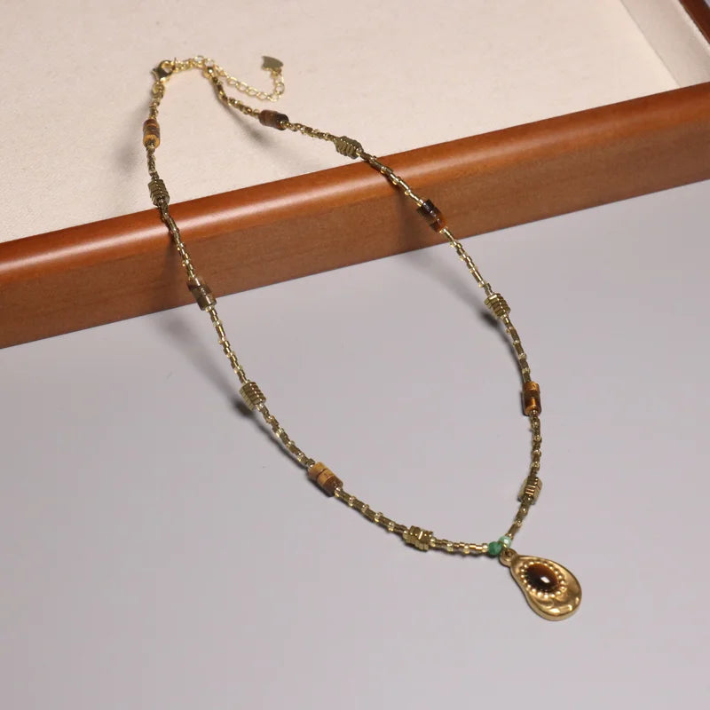 Mailard Tiger Eye Pearl Beaded Necklace for Women Men Bohemian Healing Energy Charm Choker Necklace Jewelry Wholesale