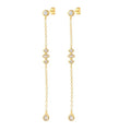 925 Sterling Silver Fashion Jewelry Earrings Geometric Zircon Pendant Long Tassel Chain Gold Plated Stud Earrings Women