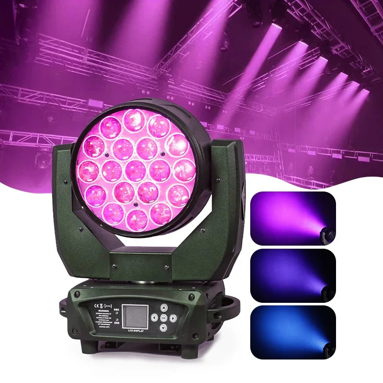 Professional Stage Light 19 Led Zoom Wash Moving Head Zoom Light for Music Stage Show