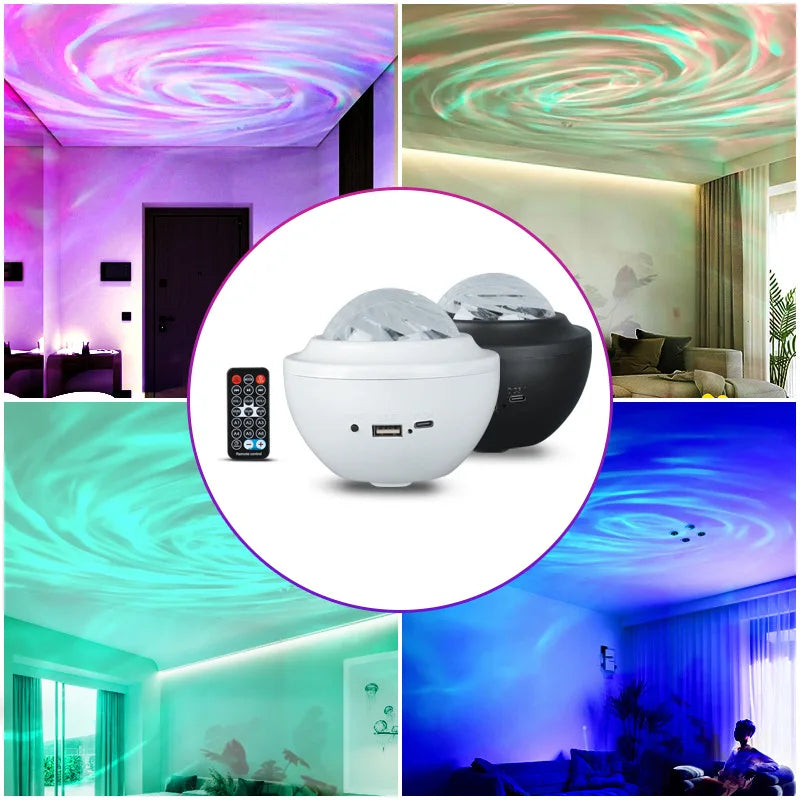 Zhongda New Room Effects Music Led Aurora Sky Star Moon Starry Projector Night Light Galaxy Projection Lamp for Kids Gift