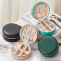 Simple and Luxurious Round PU Leather Earrings Necklace Ring Bracelet for Convenient Storage of Jewelry