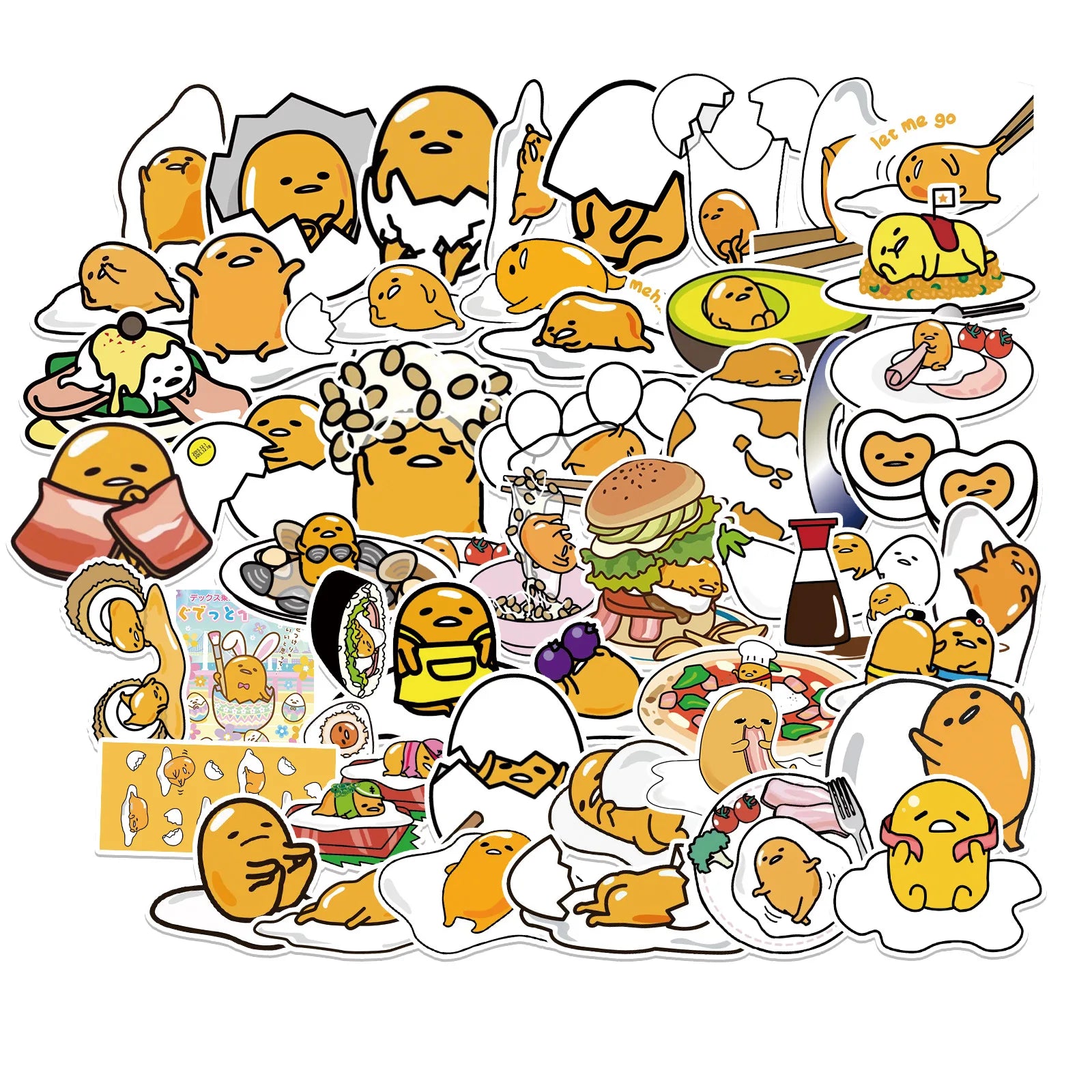 50PCS Japanese Lovely Lazy Egg Funny Gudetama Cartoon Stickers