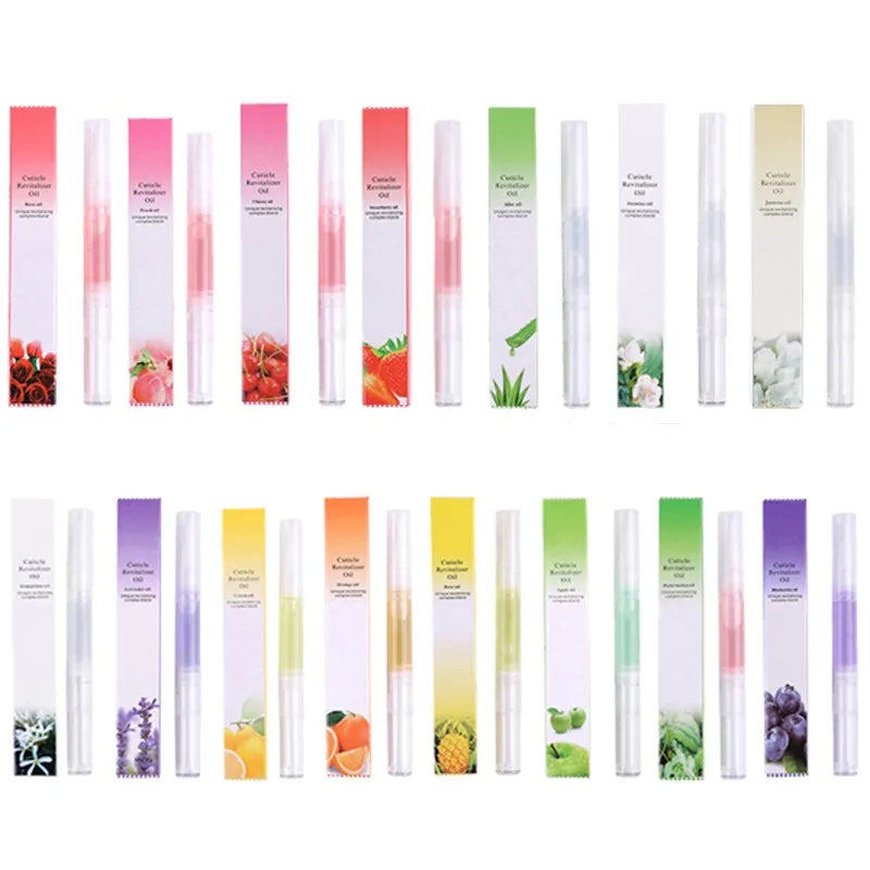 Custom Private Label Beauty Personal Care Nail Cuticle Nutrition Revitalizer Oil 15 Fruit Smells Nail Cuticle Remover Brush Pen