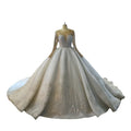 Luxury Wedding Dresses Bridal Gown New Fashion Elegant Pearl Long Sleeve Lace Sequin Wedding Dress