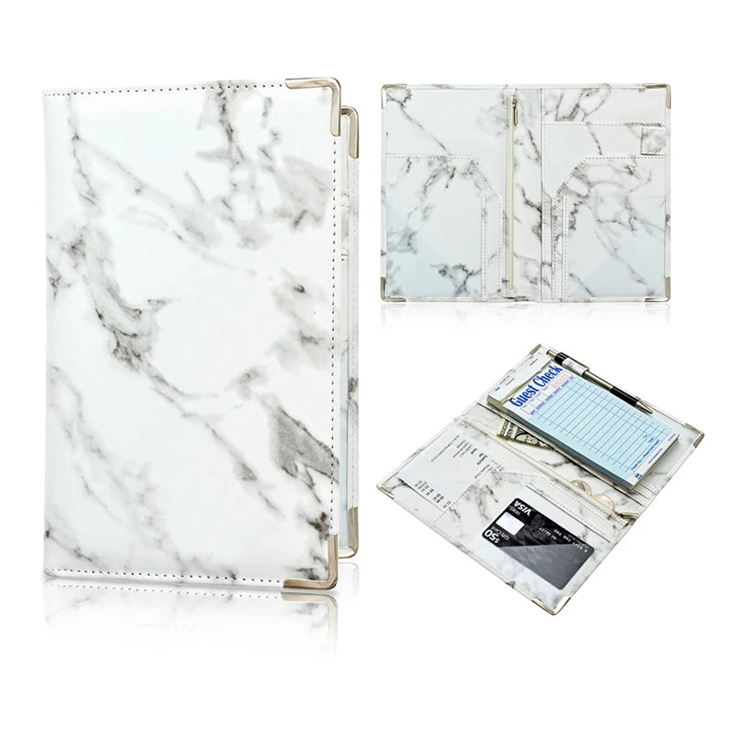 Hot Sales Leather Waiter and Waitress Server Book Organizer Accessories With Zipper Money Pocket and Pen Holder