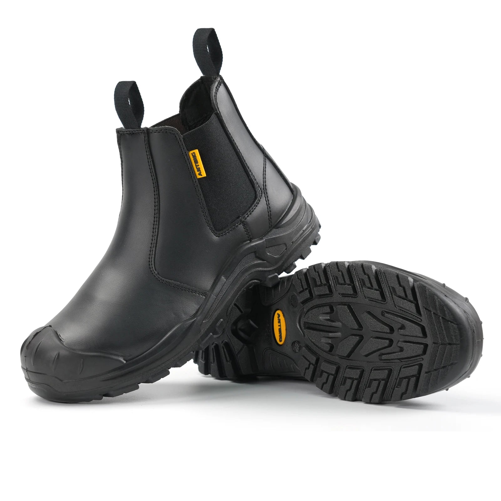 For ANTENG Mid Cut Industrial Safety Work Boots Cow Hide Leather ISO 20345 S1P Steel Toe Anti-Static for Winter