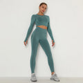 Colorful Solid Print Yoga Gym Wear Sets Long Sleeve Fitness Sports Apparel for Women Quick Dry Winter Summer Fitness