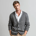 Men's Warm Mohair Button-Down Cardigan Knitwear Plush and Versatile for Autumn Layering