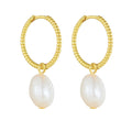 Peishang Wholesale Jewelry 925 Sterling Silver 14K Gold Plated Twist Pearl Hoop Huggie Earrings for Women
