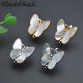 Hot Selling Anti Fading Gold Silver Plated Natural Mop Shell Butterfly Earring Hooks Findings for Jewelry Making