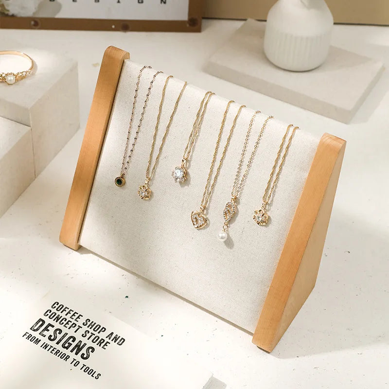 Large Capacity Solid Wood Necklace Bracelet Display Rack Jewelry Pendant Earring Storage Display Prop