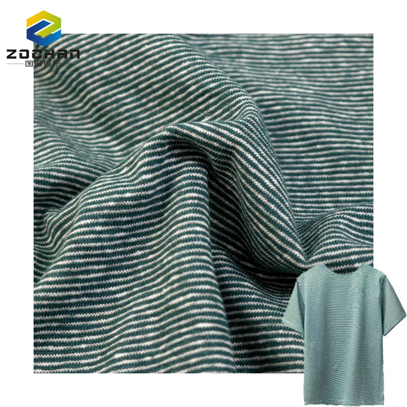 New Product 55%linen 45%organic Cotton Stripe Jersey Sheer Lilnen Blended Knit Fabric for t Shirt Sportswear