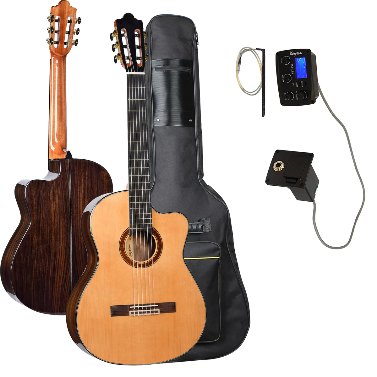 Wholesale Kaysen 4/4 Solid Top Quality Electric Classical Guitar Cutaway Rosewood Backside with Pickups