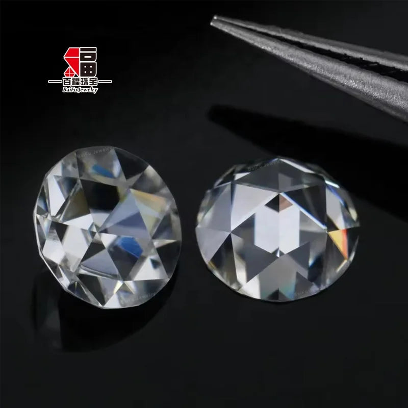 Baifu Gems Flat Back Rose Cut Face Flat Back Moissanite Diamond for Jewelry Making