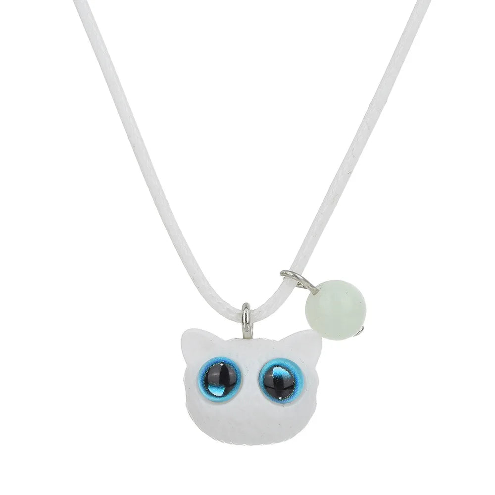 Original Cheese Cute Kitten Noctilucent  Bracelet Necklace Couple Cartoon Black Cat Accessory Necklace