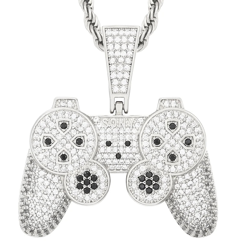 Full Diamond Hip Hop Jewelry Hot Sale Game Console Pendant Men Women Popular Necklace