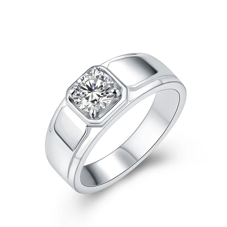 0.5Ct 1ct VVSI1 Hiphop Moissanite Ring 925 Sterling Silver Wedding Diamond Engagement Moissanite Rings for Men