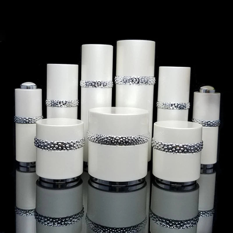 30g 50g 30ml 50ml 100ml White Round Luxury Empty Plastic Cream Jar and Bottle Set for Skin Care Cream