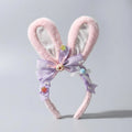 E0026 Plush Bunny Ear Headband with Bow & Donut Decor Cute Sweet Style Hair Accessory for Cosplay Lolita & Daily Wear
