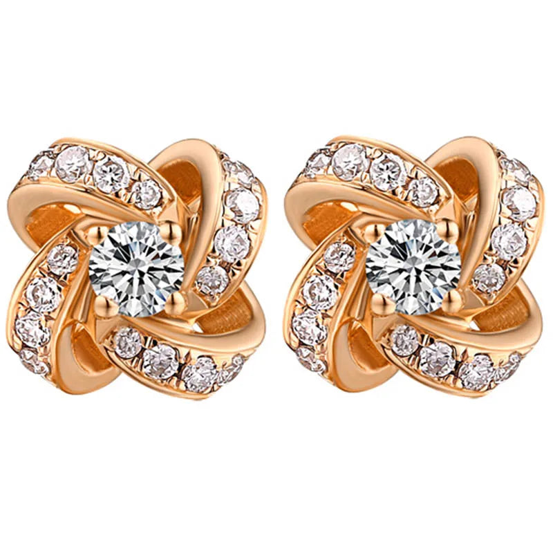 High Quality Gold Jewelry Real 18k Rose Gold Natural Diamond Trending Earrings