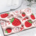 5D Diatom Mud Mats Non-Slip Super Water Absorbent Bathroom Rug Quick Drying Blue Tulip 3D Print Floor Mats for Home Use