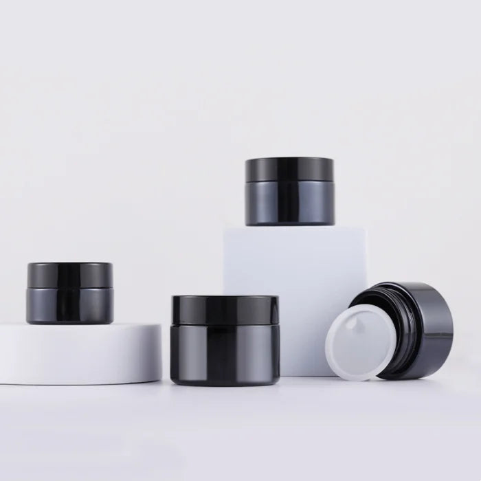 Shinning Cosmetic Cream Jar Container 20g 30g 50g Face Care Empty Glass Packaging Jars Black Cosmetic Bottle